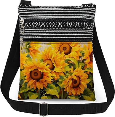 Sunflowers Print Crossbody Bag Yellow Flowers Purse