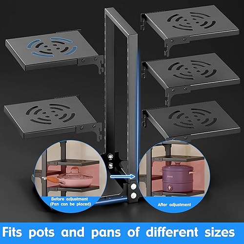 Miniatura 6 de Organizador de ollas y sartenes, organizador de ollas y sartenes de 7 niveles para gabinete, organizador de ollas y sartenes ajustable resistente