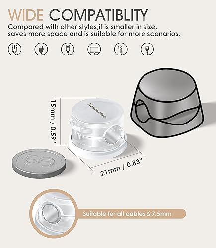 Miniatura 2 de Paquete de 9 clips organizadores de cables de resorte cable de bloqueo giratorio, 2025 último soporte de cable de carga de teléfono Nearockle para
