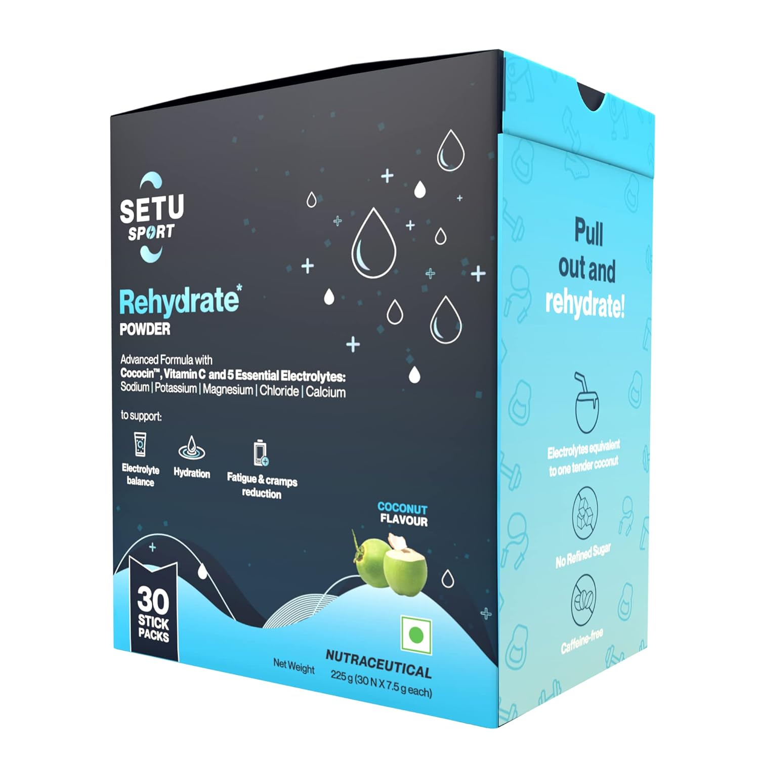 Setu Sport Rehydrate Vegan Powder 30 Stick (Pack of 1) Boosts