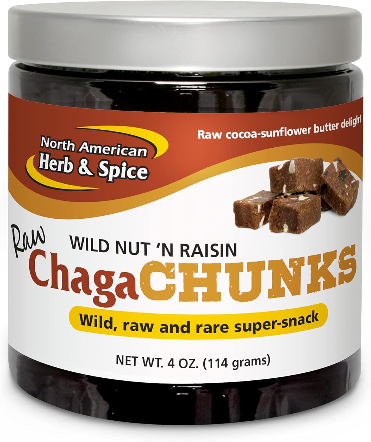 NORTH AMERICAN HERB & SPICE ChagaChunks, Nut ‘n Raisin - 4 oz. - Adaptogen, Adrenal Support, Endurance & Stamina - Wild Chaga Mushroom, Whole Food Herbs - Non-Dairy, Non-GMO - 6 Servings