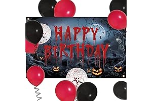Halloween Backdrop Birthday with Balloons 6ft x 3.6ft, Halloween Birthday Party Decorations
