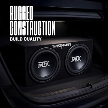 MTX Dual 12-Inch Subwoofers with Loaded Enclosure, 1200W Max Power, 400W RMS, Terminator - Car Audio Subwoofer and Speaker System with Deep Bass Sound