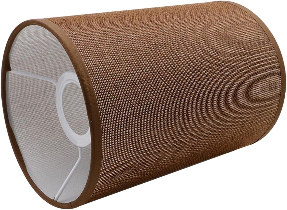 1Piece Oval Linen Cloth Lamp Shades Lampshade Replacements Lamp Screen Cover 5.51" in Diameter, Shades for Table Lamps, Bedroom Floor Lamps (Dark Brown)