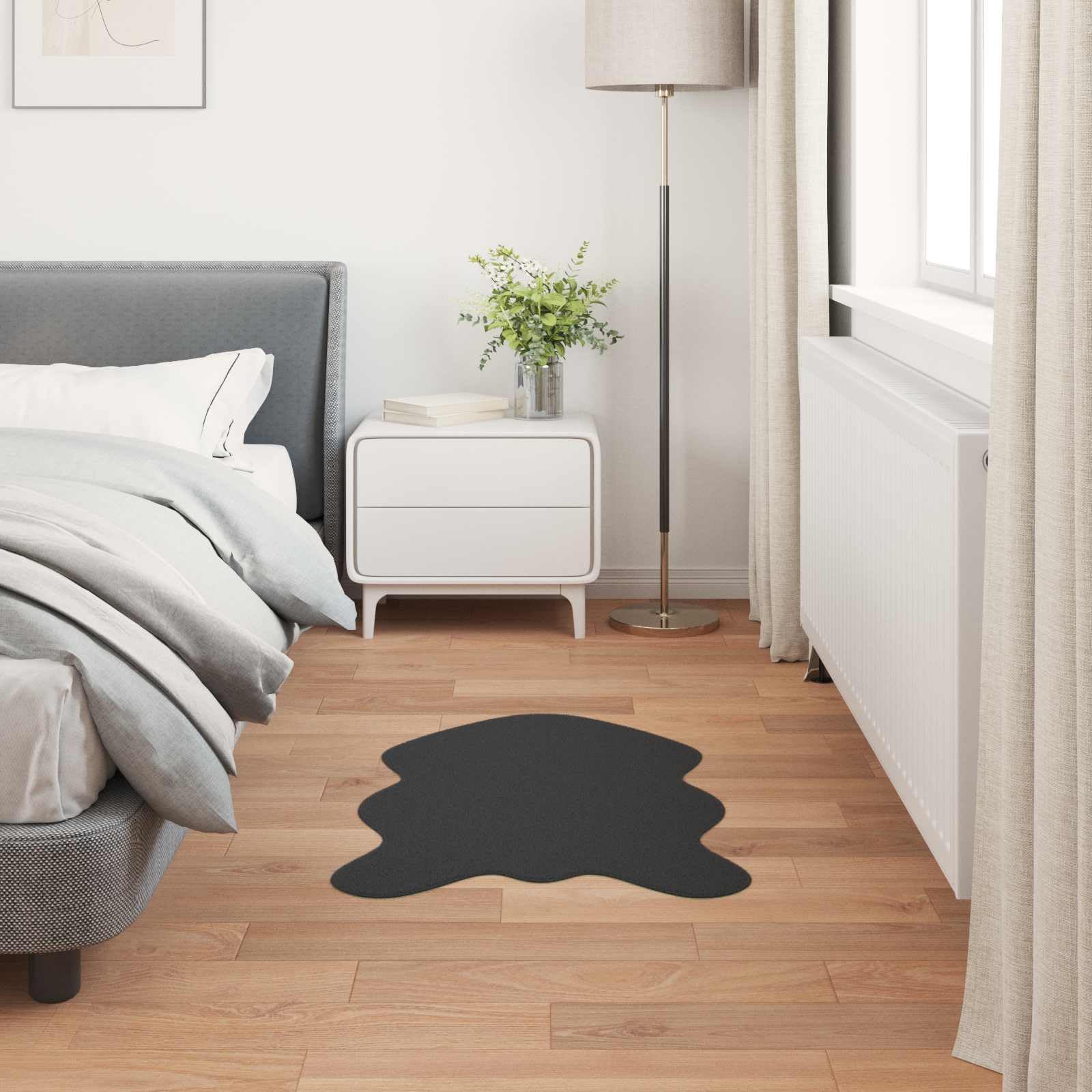 Tapis fausse fourrure antidérapant et lavable noir 60x90cm