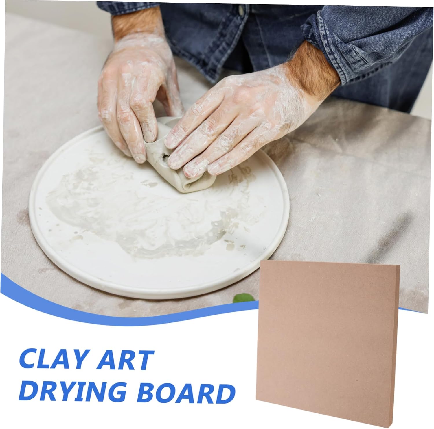 Housoutil Wooden Clay Drying Board Fiberboard for Pottery and Ceramic Art Square Clay Wedging Board for Studio and Outdoor Activities 30cm