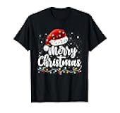 Merry Christmas Lights Red Santa Hat Xmas Family Men Women T-Shirt