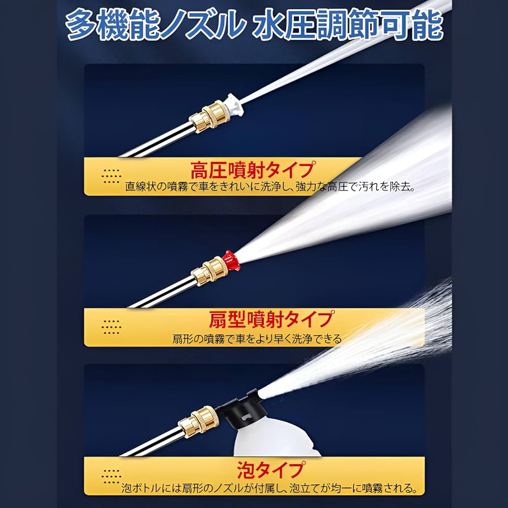 強力噴射　高圧洗浄機 コードレス 充電式 自吸式 水圧洗浄機 6in1ノズル 楽天市場】高圧洗浄機 コードレス 園芸用 充電式 6in1多機能噴射