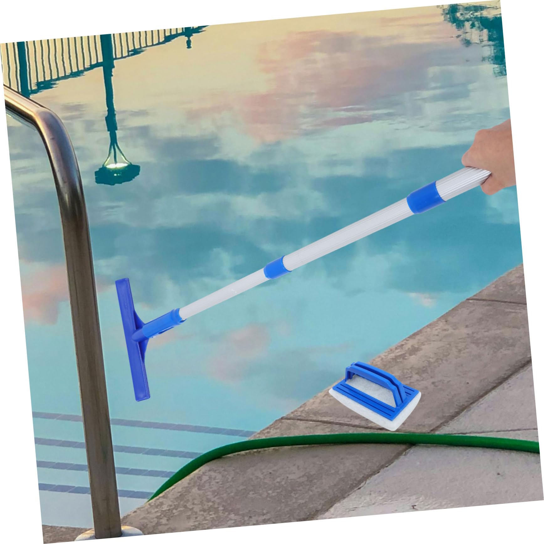 Sosoport Bodensauger Pool Skimmer Schwimmbadreinigung Satz mit Poolreinigungsstange und Schwammbürste für Umfassende Reinigung von Bodenschwimmbädern