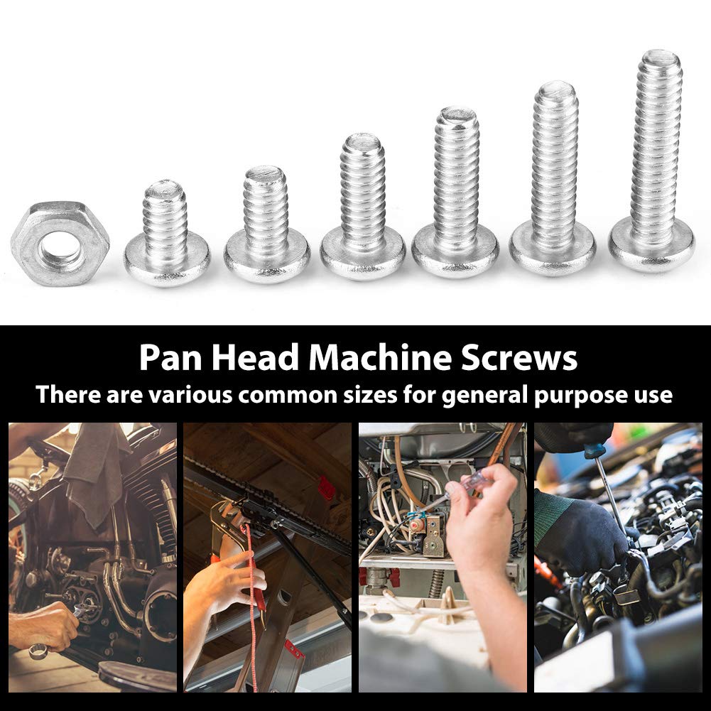 Stainless Steel Pan Head Screws 140 Pieces Assorted 10-24 Size Cross Head Machine Screws with Plastic Box for DIY Projects and Hardware Repairs