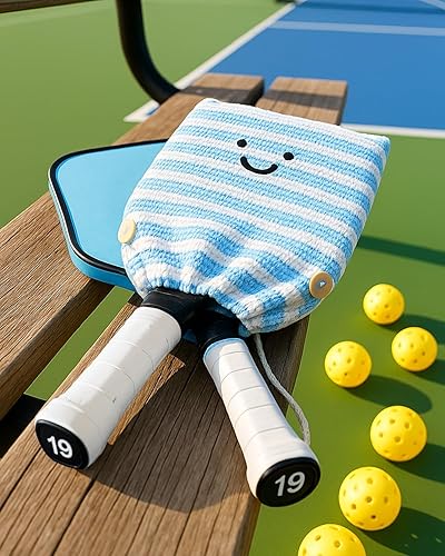 Miniatura 4 de Funda de paleta de pickleball de ganchillo para regalo, funda hecha a mano para mujeres y hombres, bonitos accesorios con bolsa de prensa, lista
