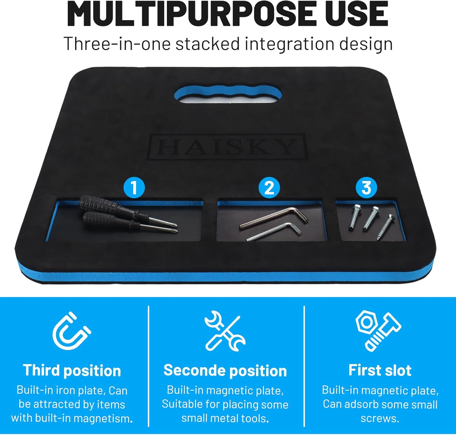 Mechanic Mat for Working Under Car, Magnetic Slot for Storing Screws or Small Accessories, Thick Kneeling Pad with Handle for Mechanics, Garage, Gardening, Gym, Camping, Creeper