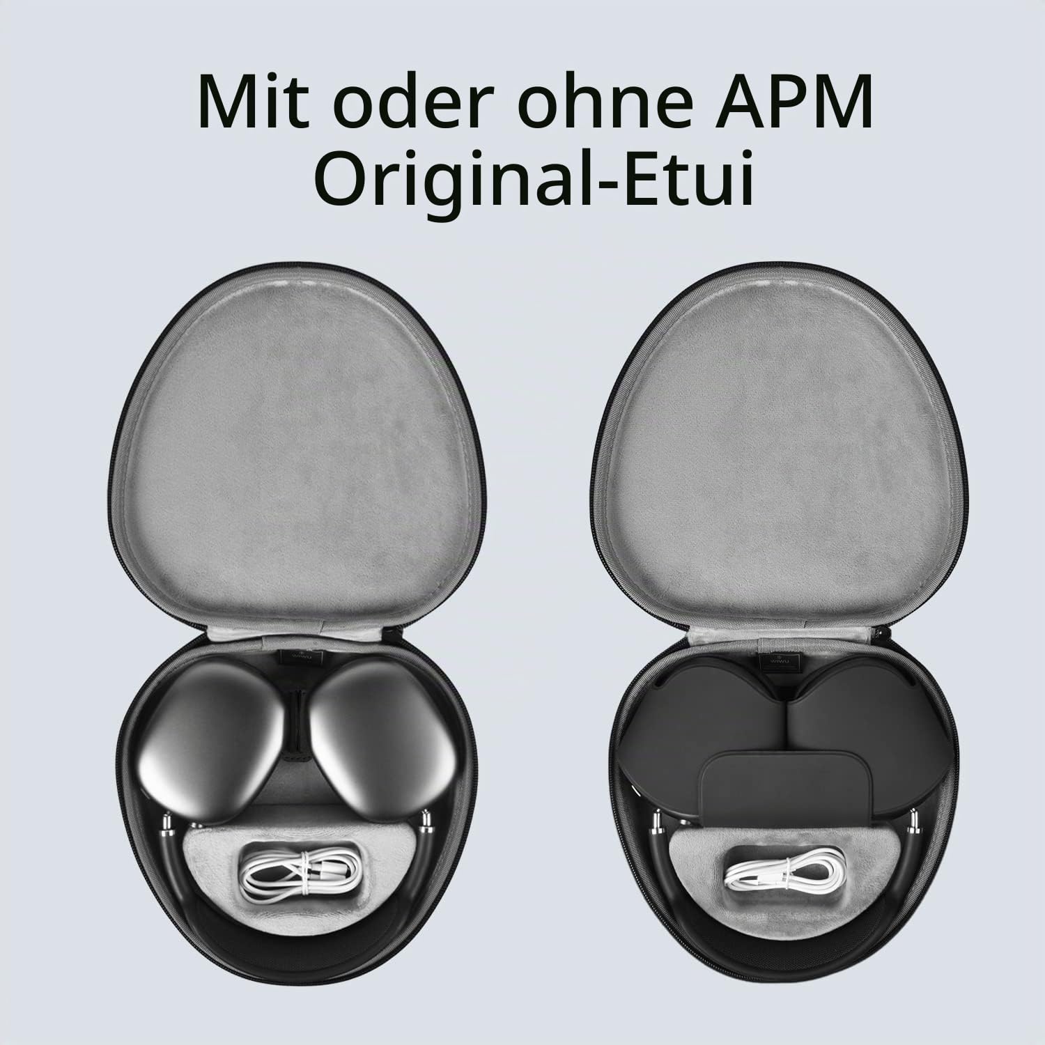 WIWU AirPods Max Hülle mit Schlafmodus, verbesserte Smart-Hülle für Kopfhörer, ultradünne Reise-Tragetasche mit Staying Power, Hartschalen-Aufbewahrungstasche (schwarz)