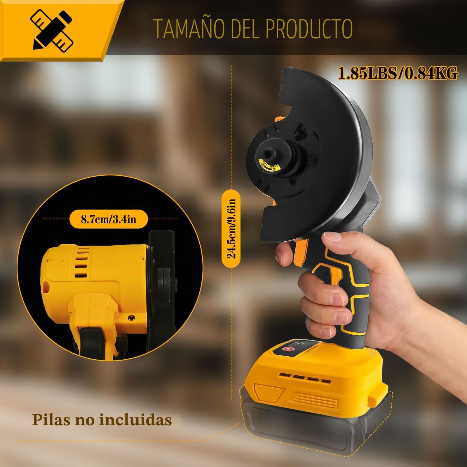 Amoladora angular inalámbrica para Dewalt 20 V, 12 000 rpm, herramienta de corte inalámbrica, amoladora eléctrica, motor sin escobillas con 6 cuchillas de 100 mm para cortar madera, plástico y metal