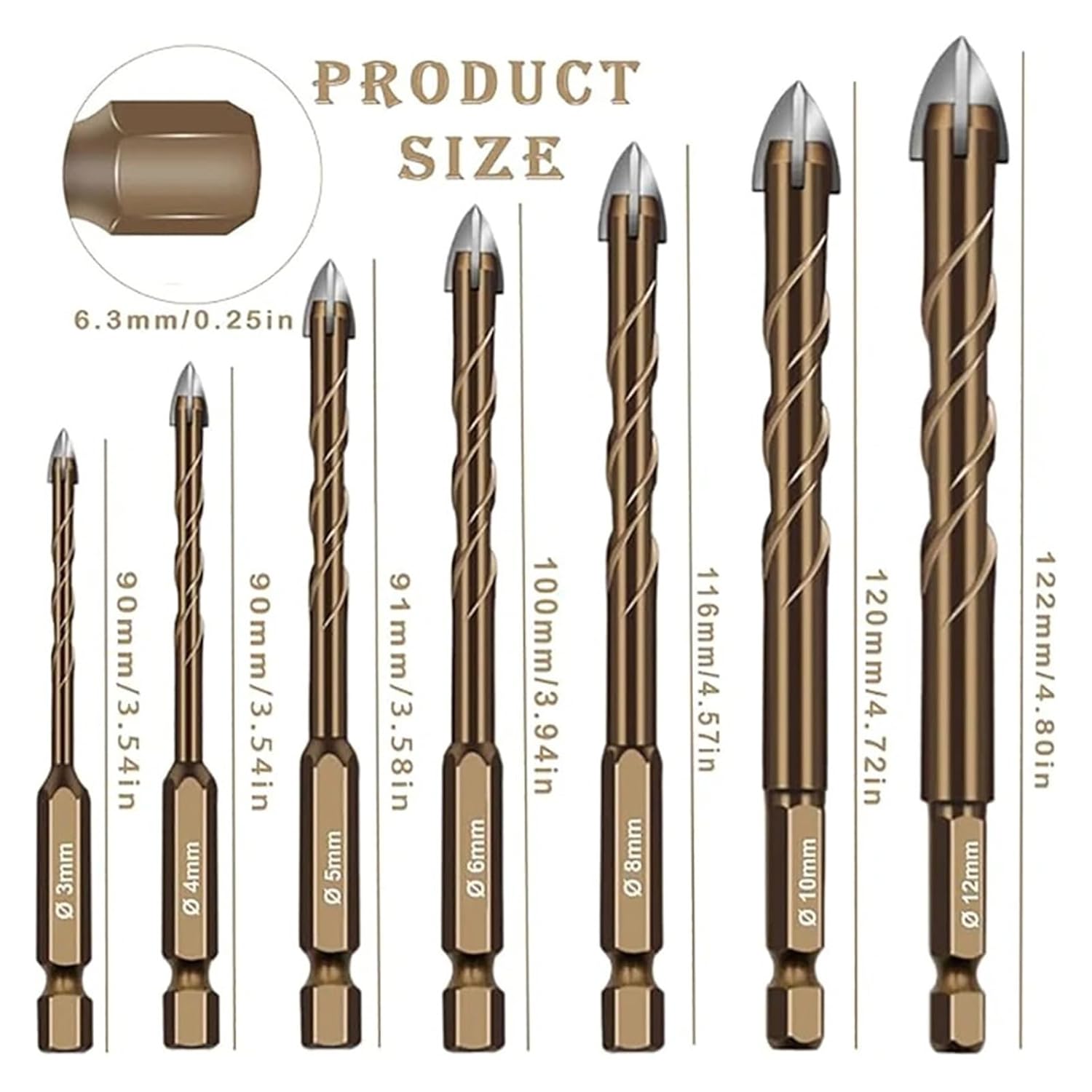 1 piece Drill bit Cross Tungsten Carbide Tile Drill bit(8mm)