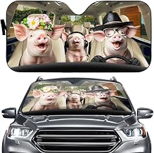 Farm Animal Driver Car Sun Shade Windshield,Car Sunshade for Front Windows Windshield, Auto Sun Shield Visor Cover,Protector Blocks UV,Keep Your Vehicle Cool (Pig)