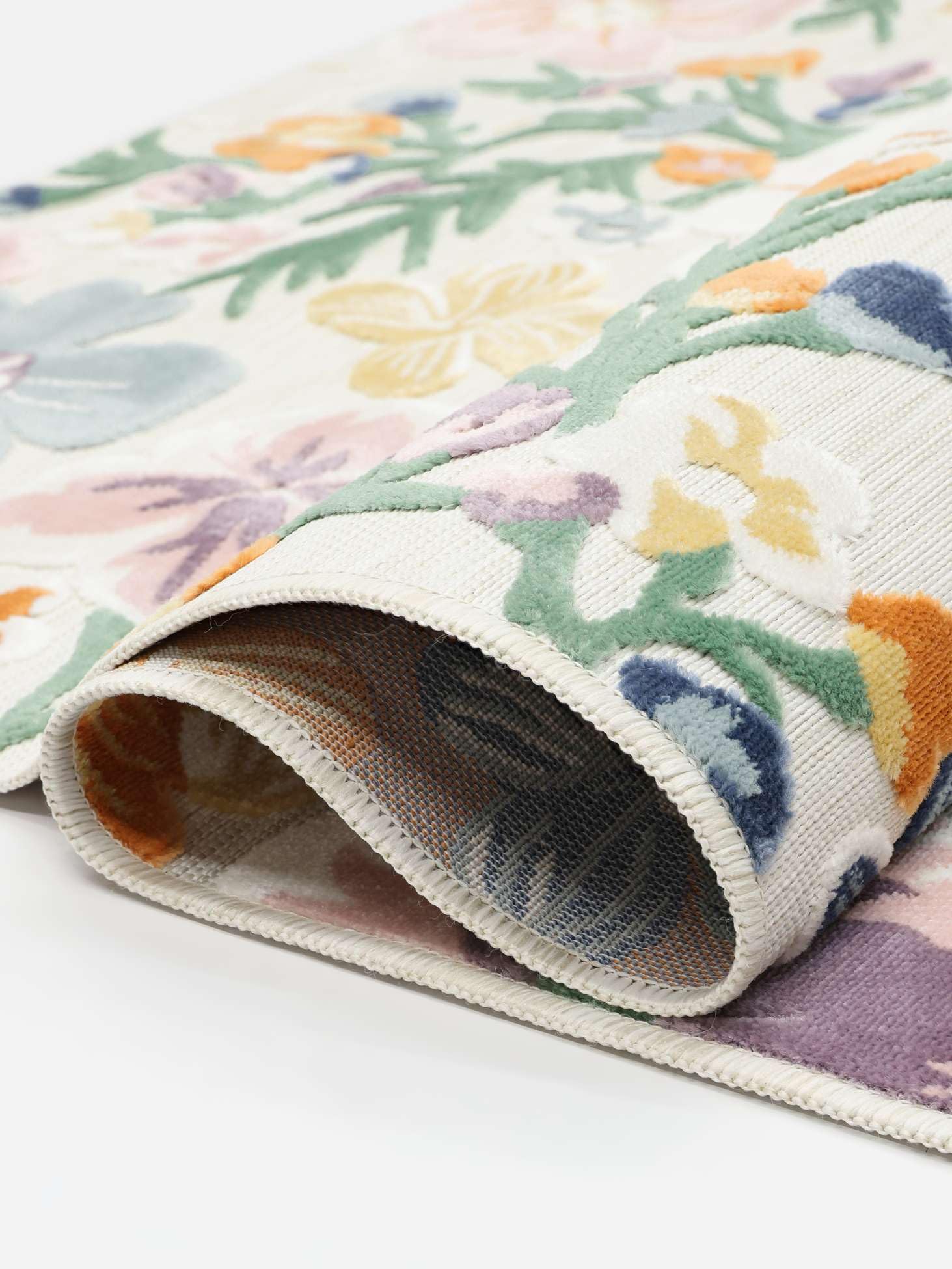 RugVista Cherri, Alfombra, Modernas, Ø 150 cm, Redondo, Pelo Medio, Lavado a Mano, Oeko_Tex_100, Blanco/Multi