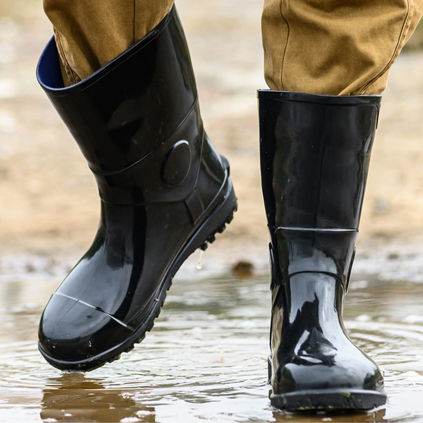 Botas de agua para mujer, botas de lluvia para hombre, botas de goma impermeables, botas de lluvia, antideslizantes, botas de jardín, botas de agua, botas de lluvia, botas largas