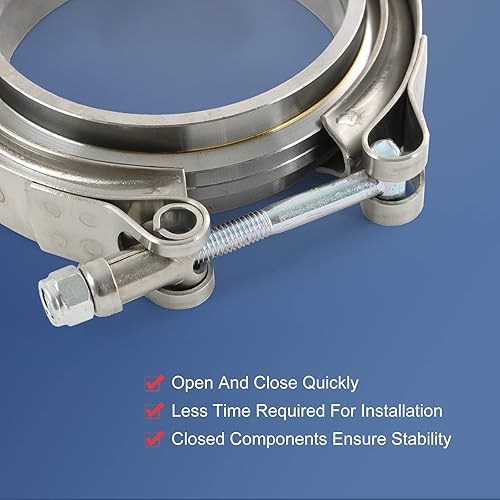 Miniatura 3 de JDMSPEED Nuevo Kit de brida y abrazadera de banda en V de 3 "2 piezas de repuesto de acero inoxidable para tubos descendentes de escape Turbo (2)