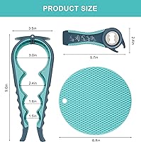 Vista 6 de Abridor de tarros para manos débiles, personas mayores con artritis, 5 en 1, abrebotellas multifunción, abridor de tapa para manos artríticas