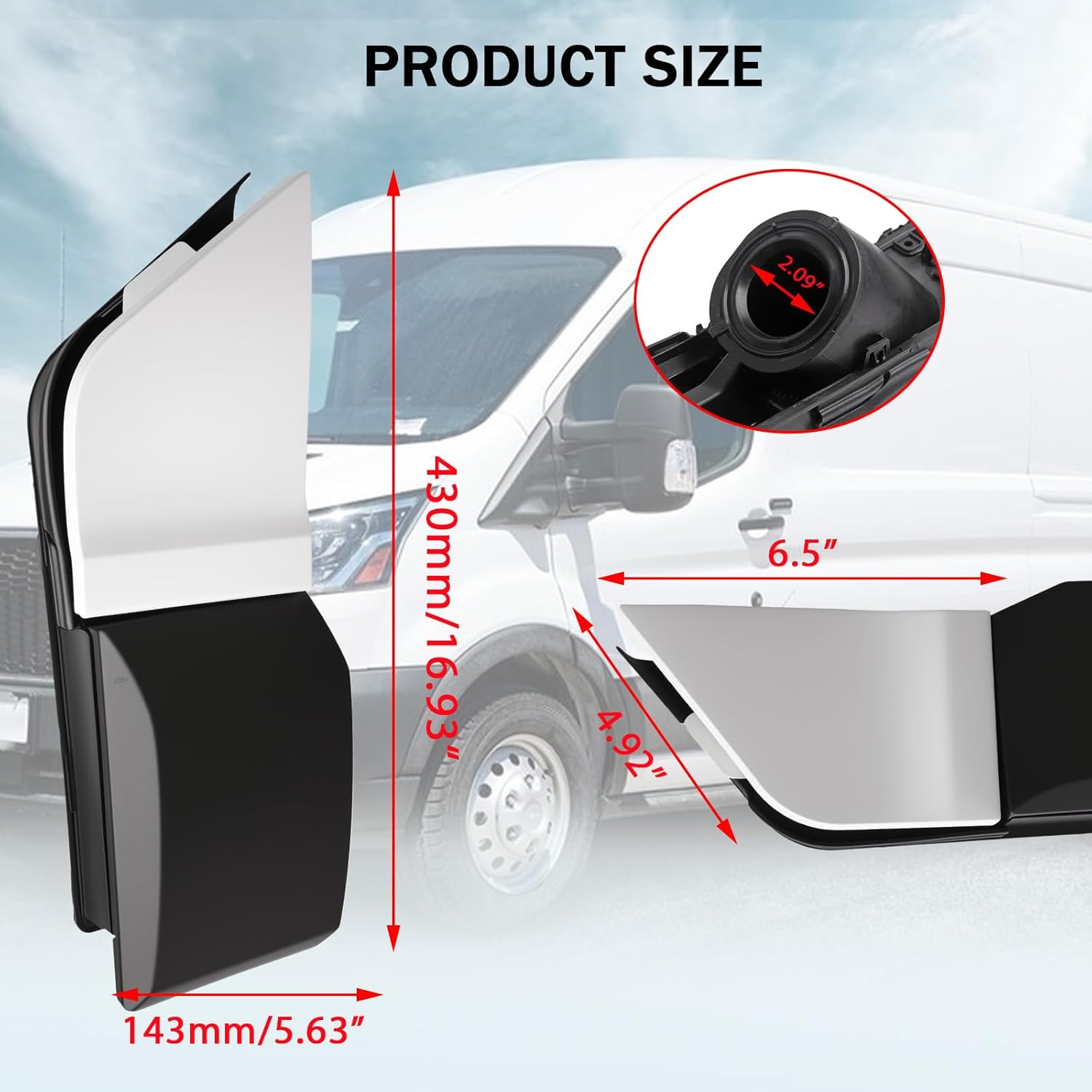 Fuel Filter Door Housing Pocket Hinge With White Cover, Fuel Gas Door Kit Compatible With Ford Vehicle 2015-2023 Transit 150 250 350 HD Gasoline Engine, Replace#CK4Z-5427936-A CK4Z-61405A26-B