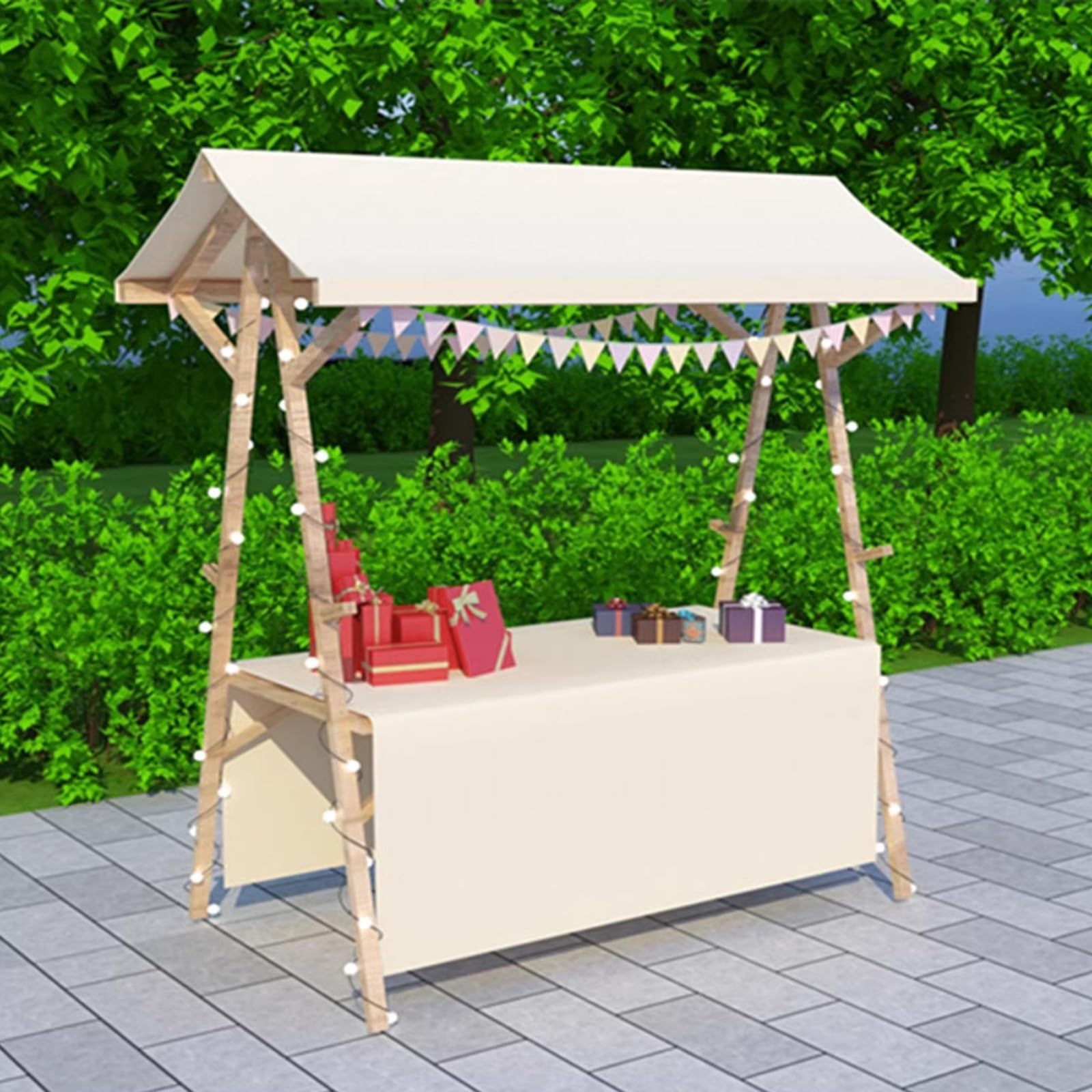 Wurstwagen/StraßenEsswagen Klappbarer Holz EIS Warenkorb für Unternehmen, Tragbare Street Food Stände Hot Dog/Kaffee/Süßigkeiten/Kuchen, Außenkonzessionsstand für Flohmarkt/Geschä