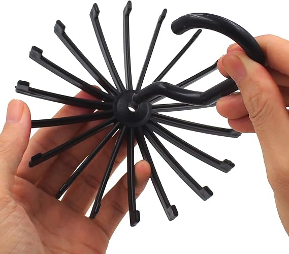 3 Pack Twirl Ties Rack Hanger Closet Organizer Hook Holder (Black)
