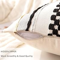 Vista 3 de Fundas de almohada decorativas estilo bohemio de 18x18, juego de 2, para sofá, cama, fundas de cojín cuadradas a rayas para granja, fundas