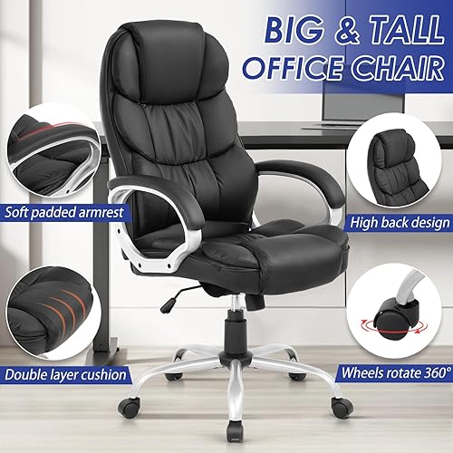 Miniatura 4 de Furniture of America Darcy - Silla de oficina ergonómica de respaldo alto, soporte lumbar, silla de escritorio ejecutiva de piel sintética, sillas