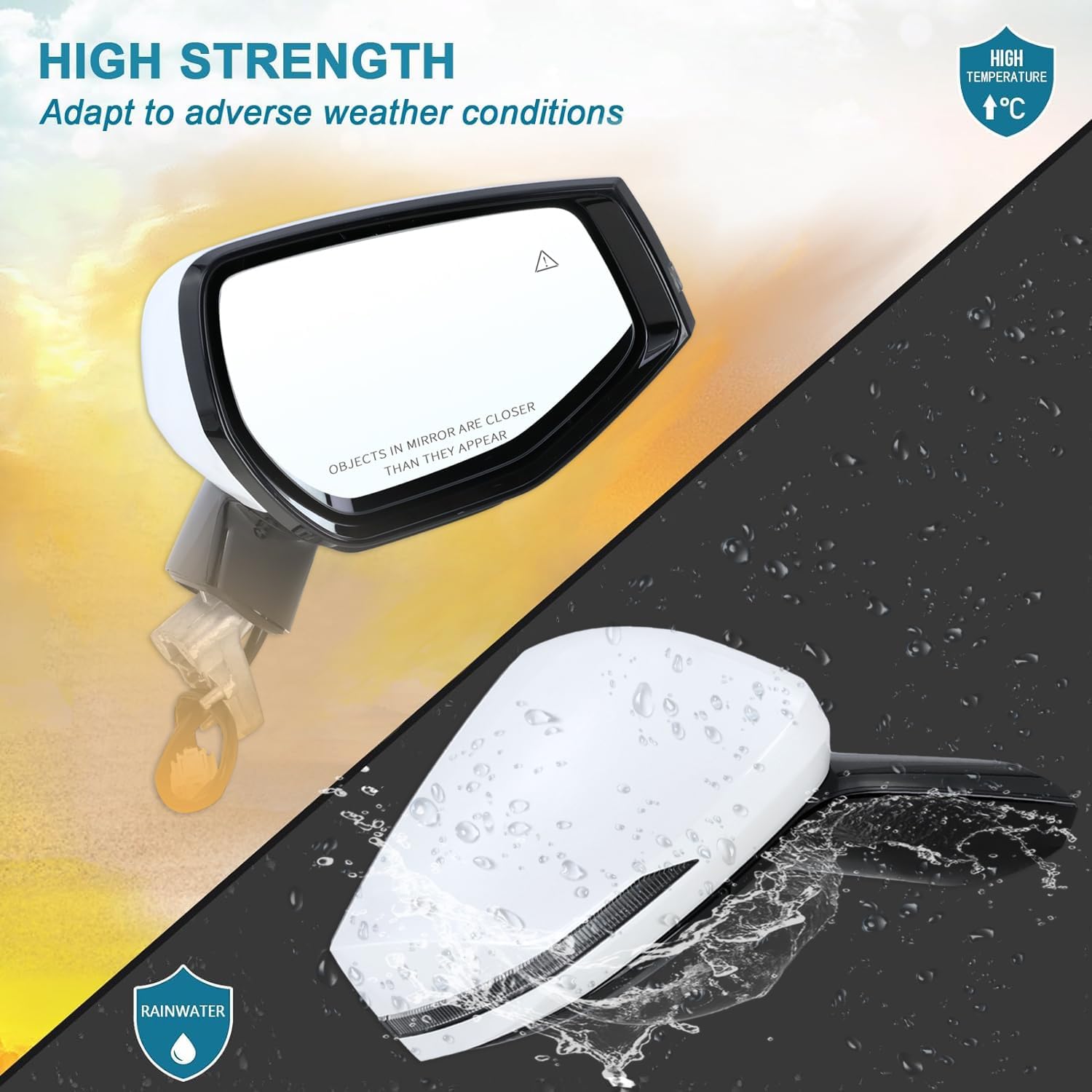 Right Passenger Side Mirror Compatible With 2023 2024 2025 Kia Sportage With Manual Folding Power Glass Heated Turn Signal Blind Spot White Replace#87620P1060(8Pins)