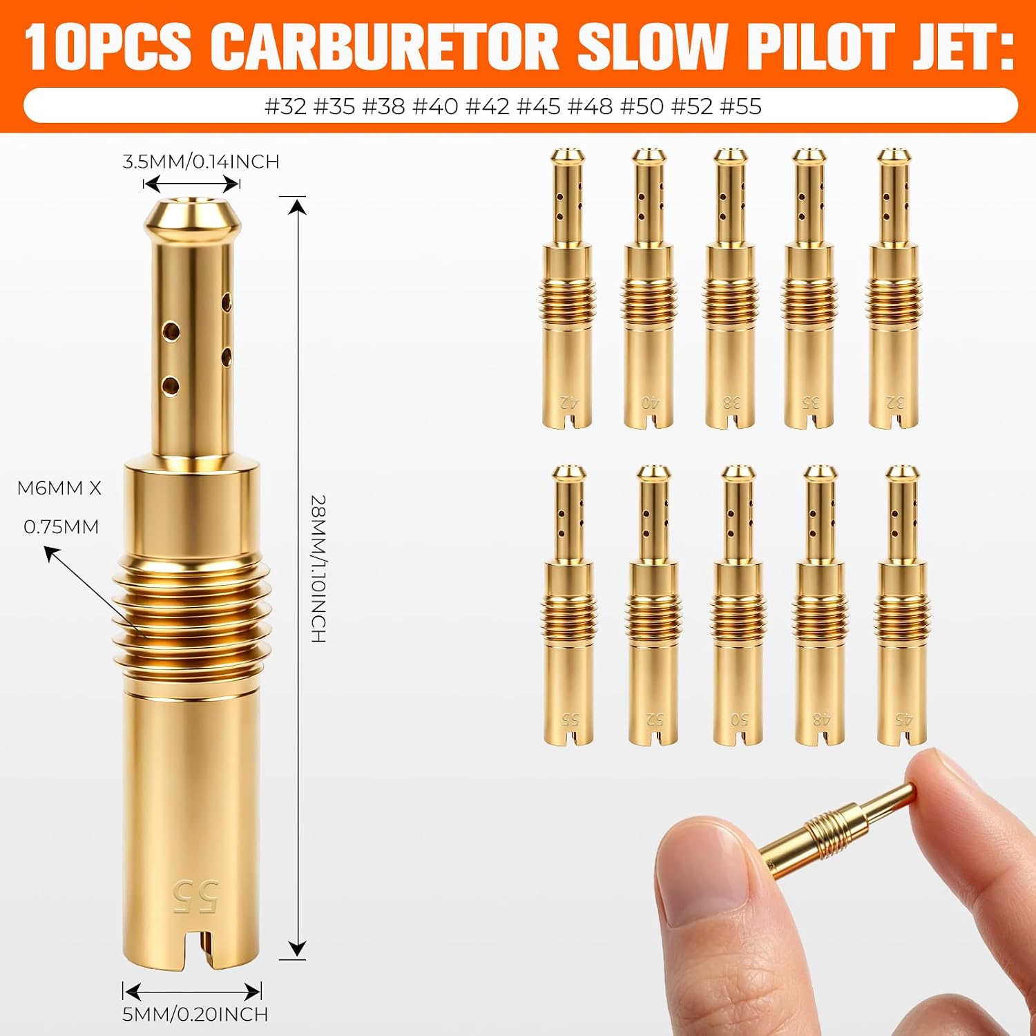 40PCS Carburetor Main Jet Slow Pilot Jet Kit Compatible with PWK Keihin OKO CVK Crab Replace SCL-2018090002-ZH-T-01/02 SCL-2018090001/03-ZH-T-01