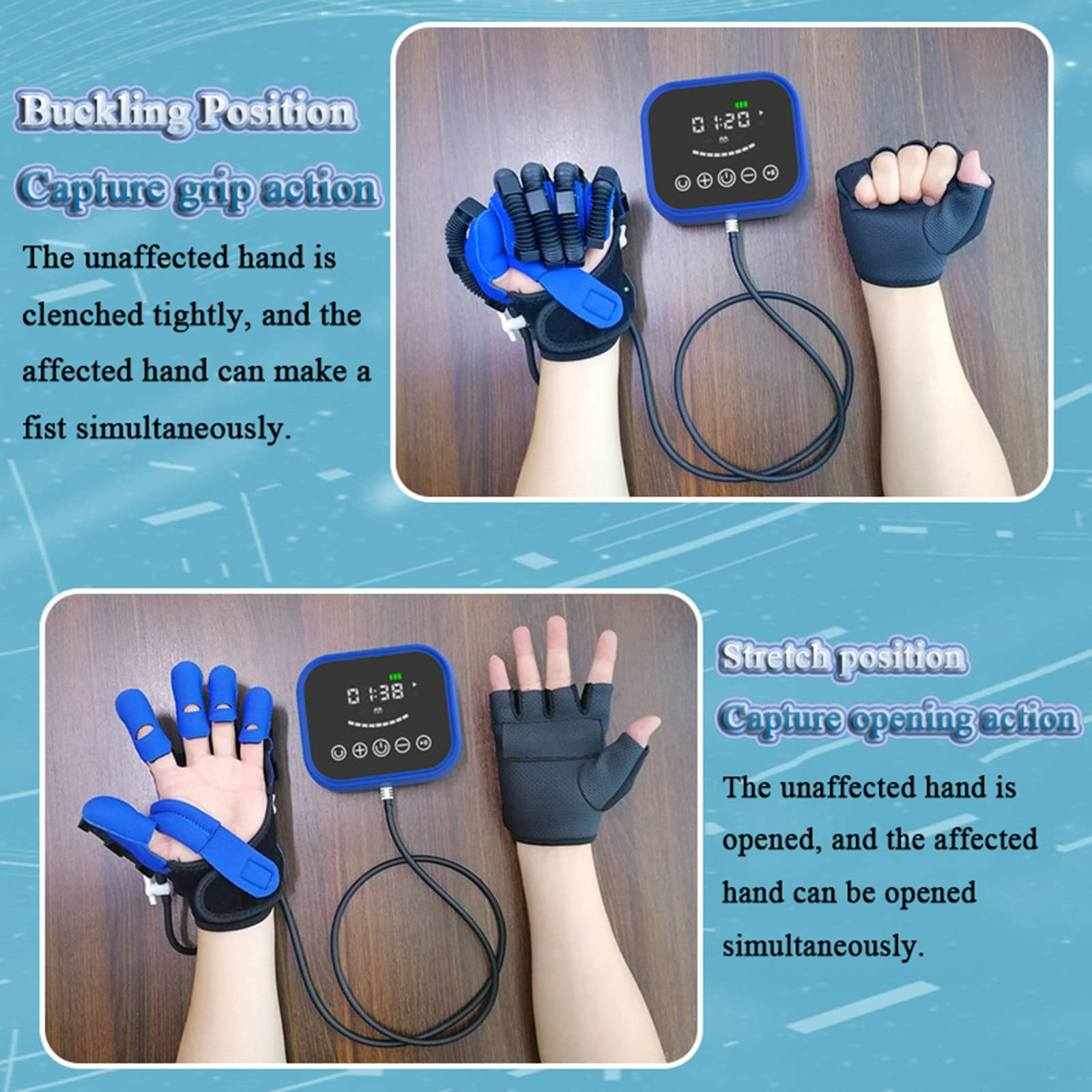 Guantes de Robot de rehabilitación Entrenamiento de Dedos Trazo Función de la Mano Dispositivo de Entrenamiento de rehabilitación Entrenador de flexión y extensión de Dedos,RightHand-L