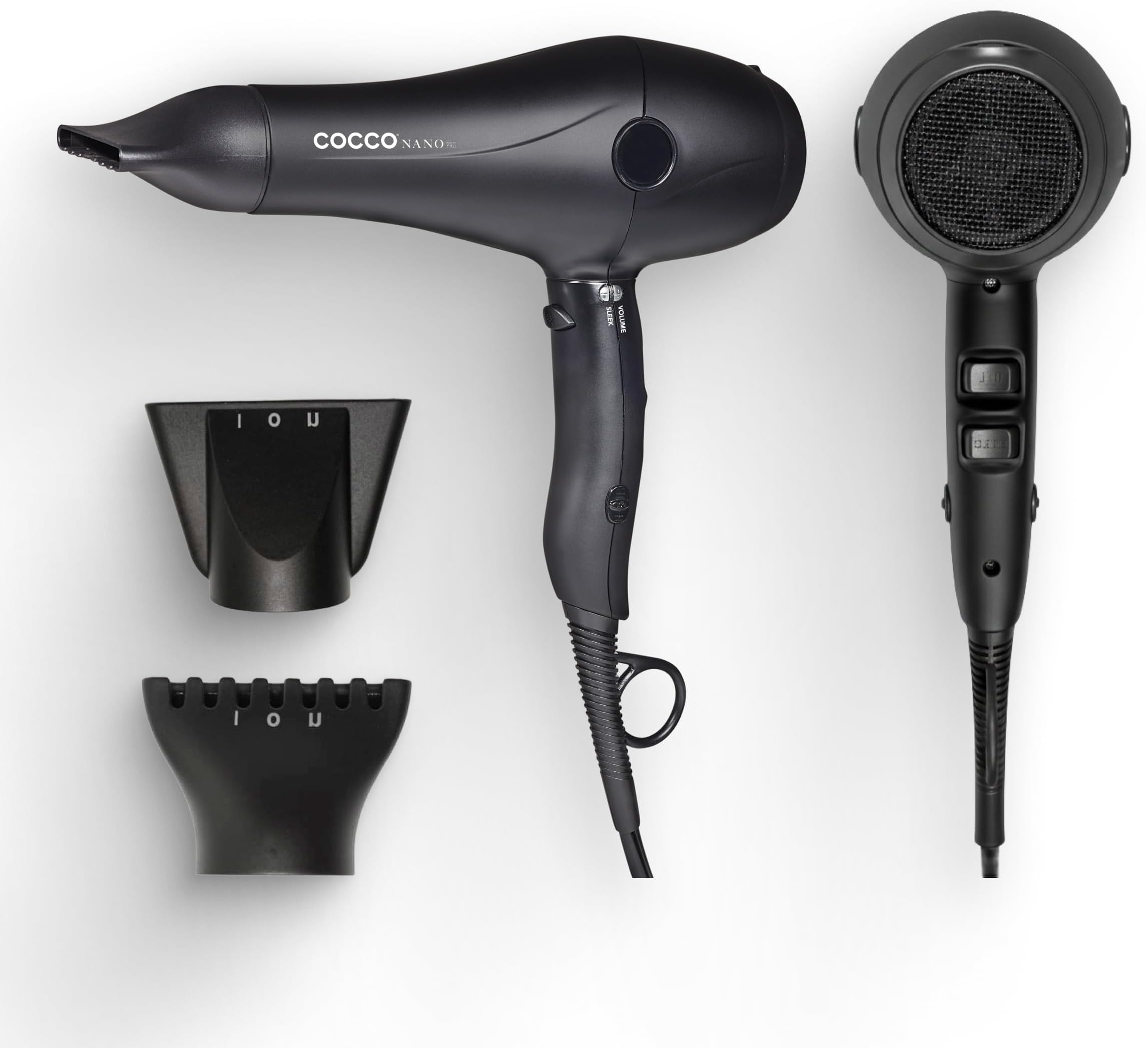 COCCO Nano Pro Hair Dryer, Ultra Lightweight, Ionic Intel System - Black