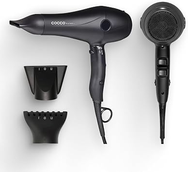 COCCO Nano Pro Hair Dryer, Ultra Lightweight, Ionic Intel System - Black