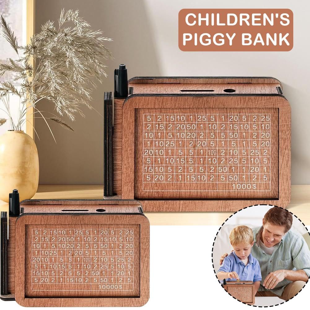 Salvadanaio in legno, salvadanaio for bambini adulti, salvadanaio for monete in barattolo di denaro for la casa con salvadanaio da banco(Color: 10000 GBP