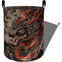 Fierce Dragon with Mystic Clouds Laundry Basket, Dorm Nursery Foldable Laundry Hamper Organizer for Bathroom Decor, Toy Clothes Storage Box for Bedroom 19.7x15.7 Inch