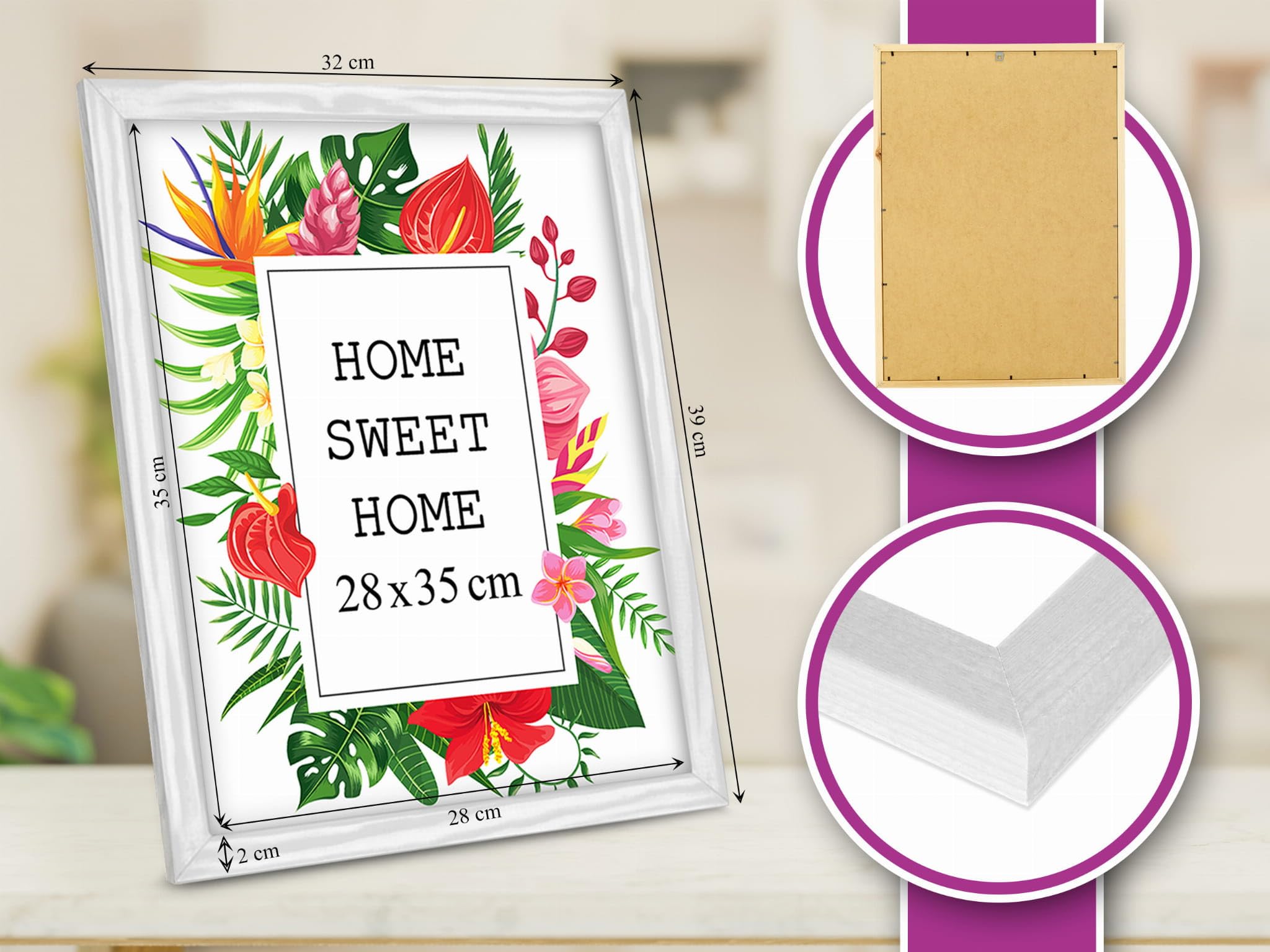 Americanflat Cornice per foto da 28 x 35 cm, colore nero, confezione da 2, da usare come cornice da 20 x 25 cm, con passepartout a dente di sega per esposizione orizzontale