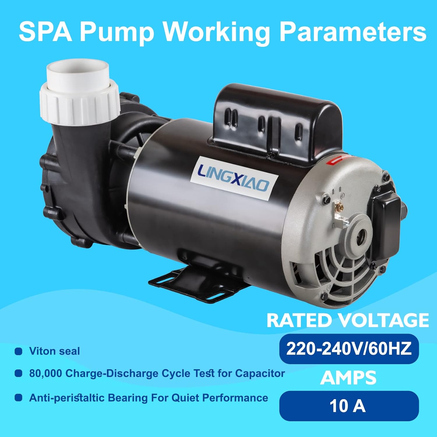 Single Speed SPA Pump - 3HP SPA Hot Tub Pump, 56Y LX SPA Pump Motor 220V-240V, 2" Port - (Model: 56WUA300-I)
