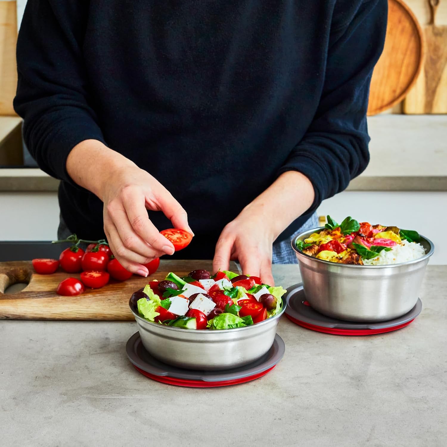 BLACK + BLUM - Lunch Bowl Set - Small & Large Microwavable Stainless Steel, Plastic-Free Lunch Container with Leak Proof, Airtight, Lockable Lid - Microwave, Dishwasher and Oven Safe - 650ml, 950ml - Image 3