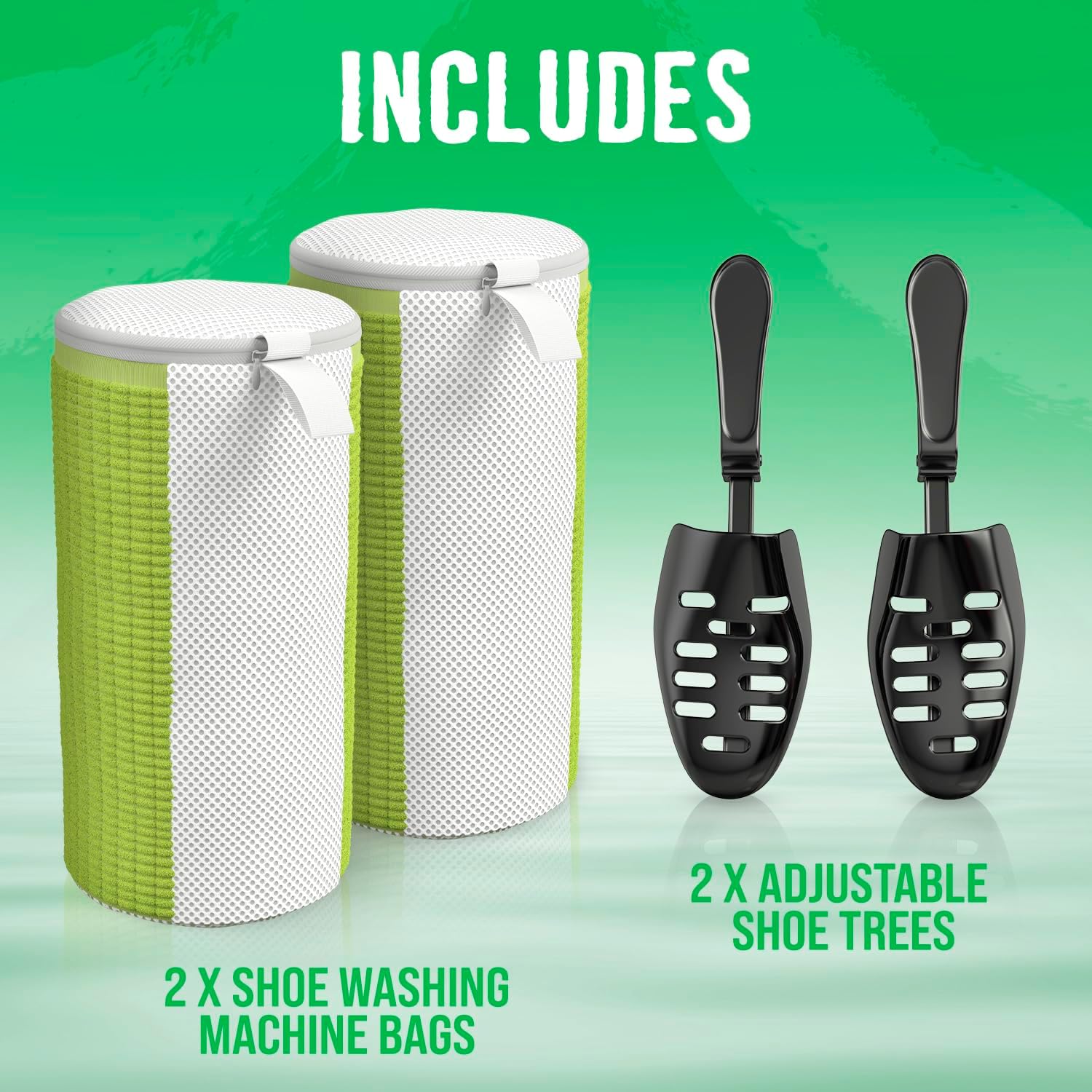 Rockin'Green Shoe Washing Machine Bag - 360° Deep Clean Shoe Washing Bag - Reusable Shoe Bag for Washing Machine with Cleaning Fibers and Zipper (2 Pieces) - Image 5