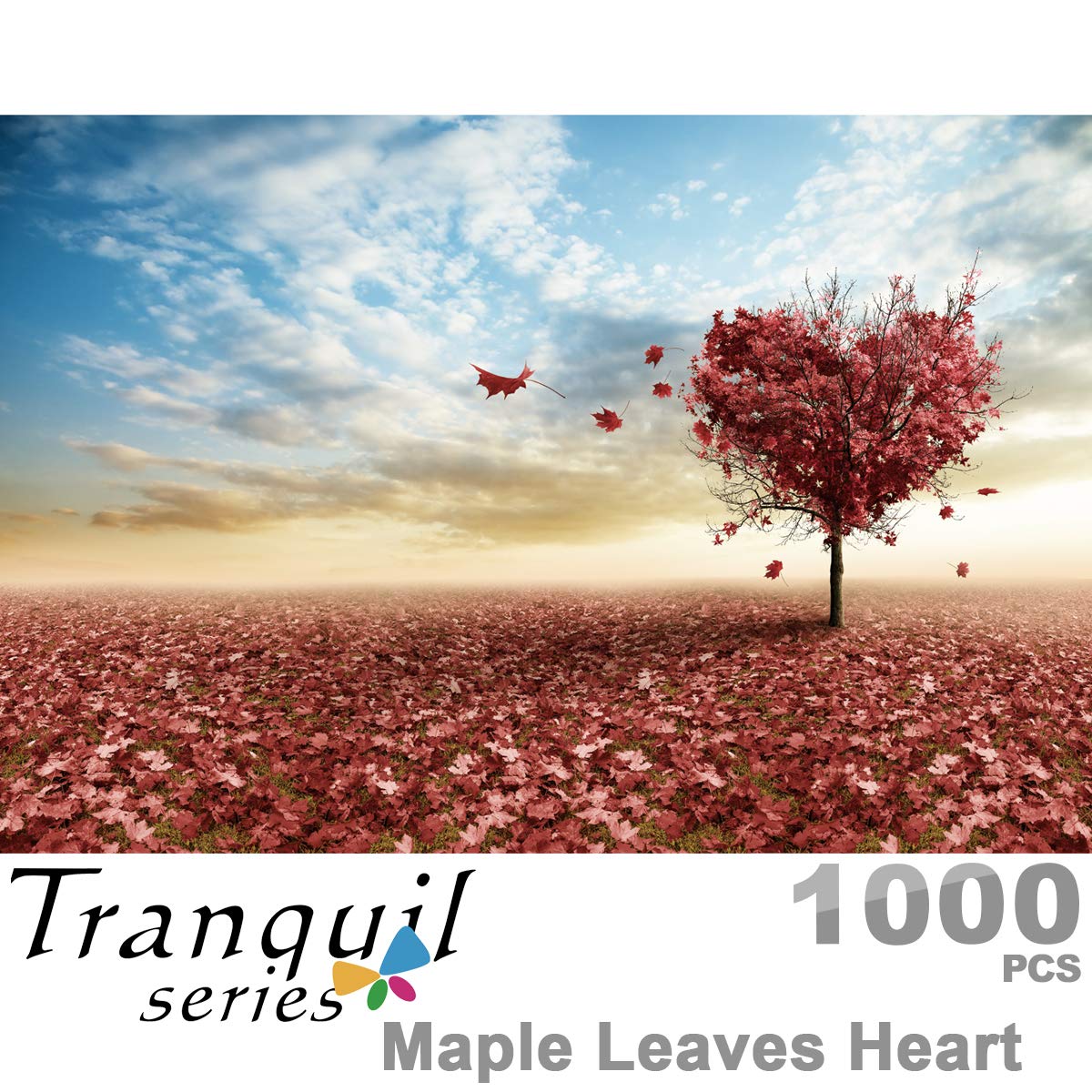 Ingooood Jigsaw Puzzles 1000 Pieces- Tranquil Series Maple Leaves Heart- for Adult