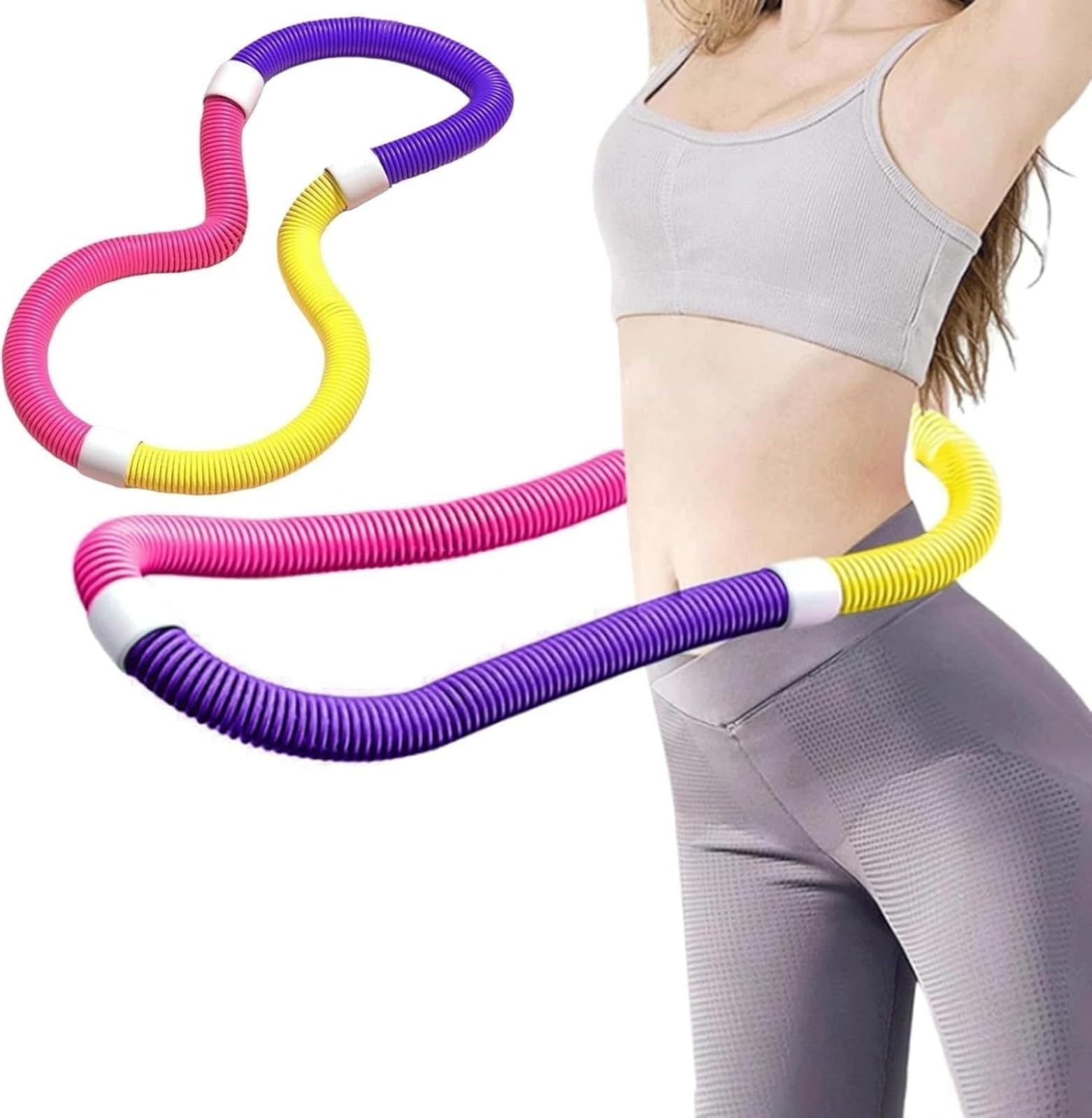 Hula Hoop sportowy do obręczy z miękkimi sprężynami, nowa obręcz fitness, obciążona, do odchudzania i masażu, składana obręcz z PVC do brzucha i spalania tłuszczu