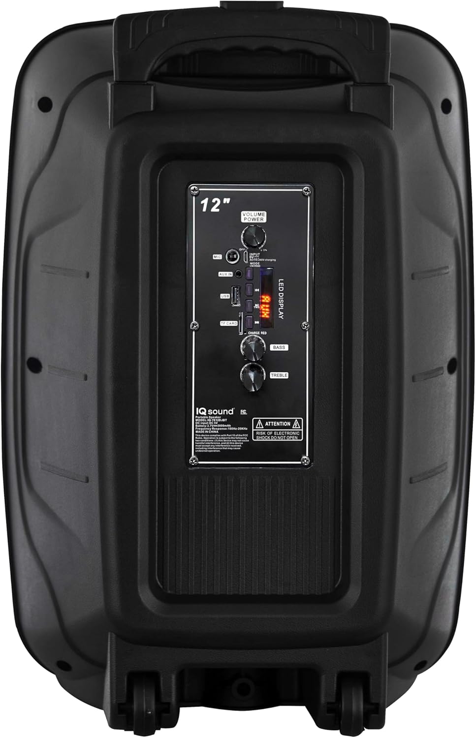 IQ Sound IQ-7812DJBT 12-inch Portable Bluetooth Speaker with True Wireless Stereo, LED Light Show, Bluetooth 5.0, Built-in Port, Carry Handle, 40W Power - 12" Woofer, 1.5" Tweeter, 2Hrs Play Time