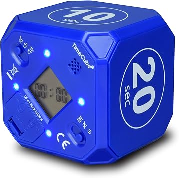TimeCube Plus Preset Timer with 4 LED Lights/Alarms for Time Management, Second Units and Countdown Settings Blue - 10s, 20s, 30s, 60s