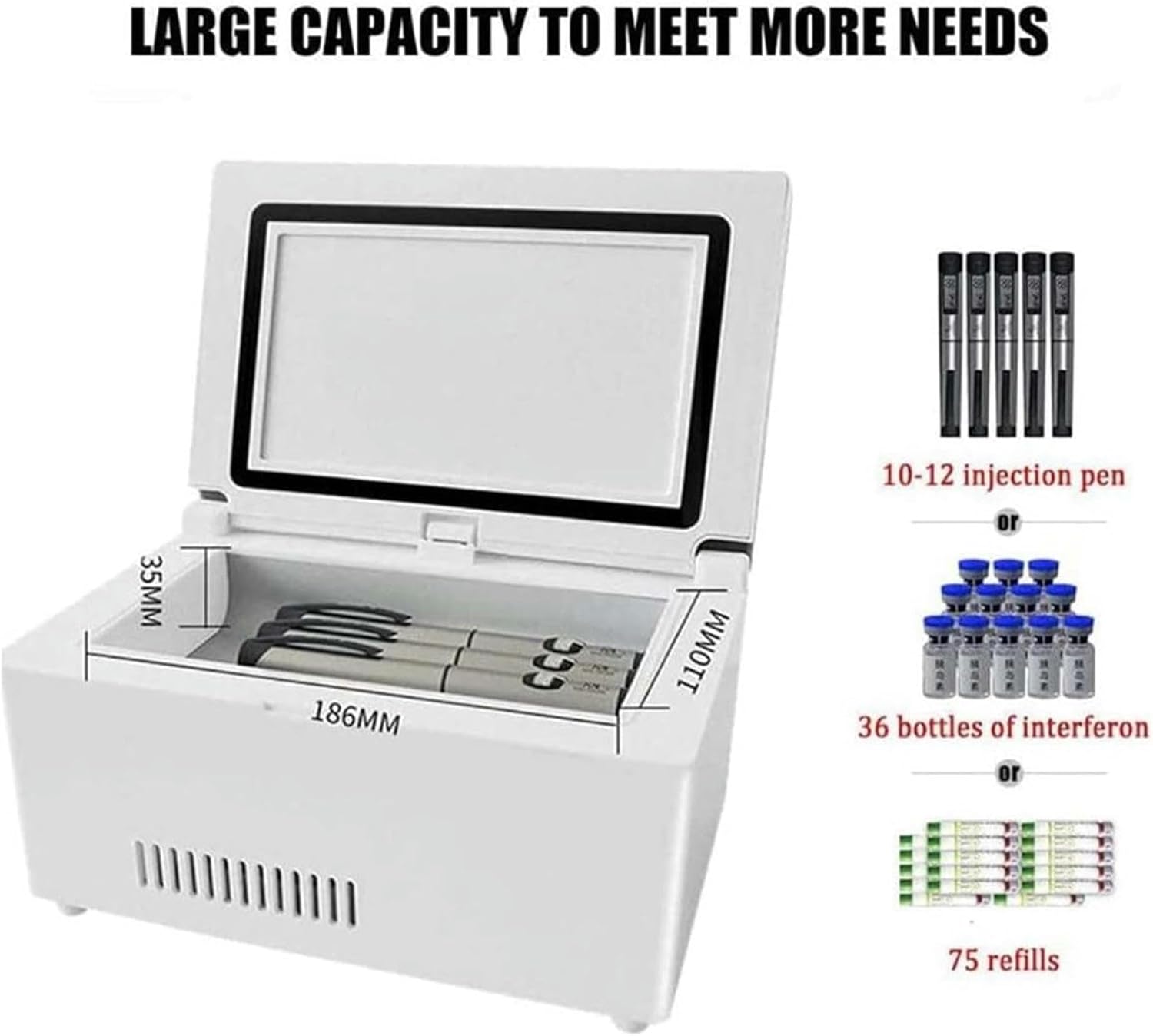 Portable Insulin Cooler, Refrigerated Box, LCD Screen, Refrigerated Box, LCD Display Screen, Refrigerated Box, Refrigerated Truck, Refrigerator, Small Drug Battery, × 1
