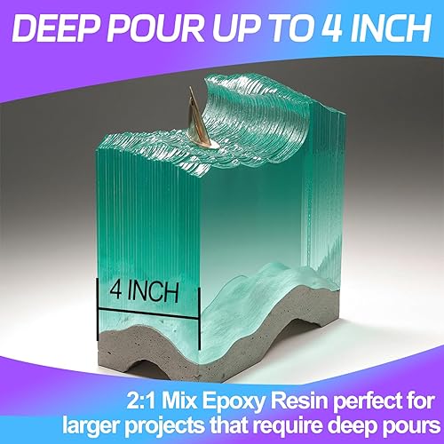 Miniatura 2 de Resina epoxi de vertido profundo kit de resina epoxi transparente de 3 galones para profundidades de vertido de 2 a 4 pulgadas sin amarillamiento y