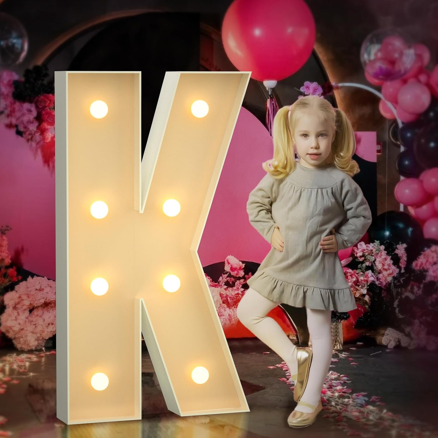 Marquee Letters 3 Feet Tall 3FT Large Light Up Letters K for Backdrop Big Marry Me Sign Birthday Party Decorations Engagement Party Pre-Cut Foam Board