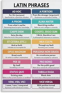 Latin Phrases Educational Poster Bohemian Style Decor