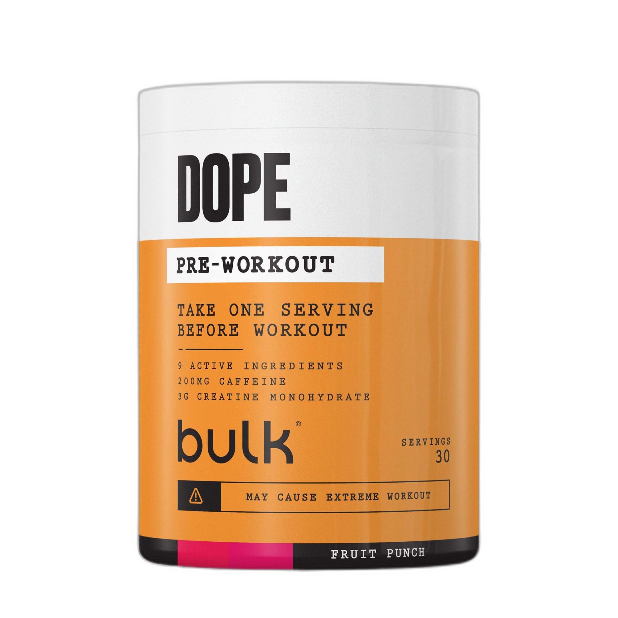 Bulk Dope Pre-Workout Powder, Fruit Punch, 495 g
