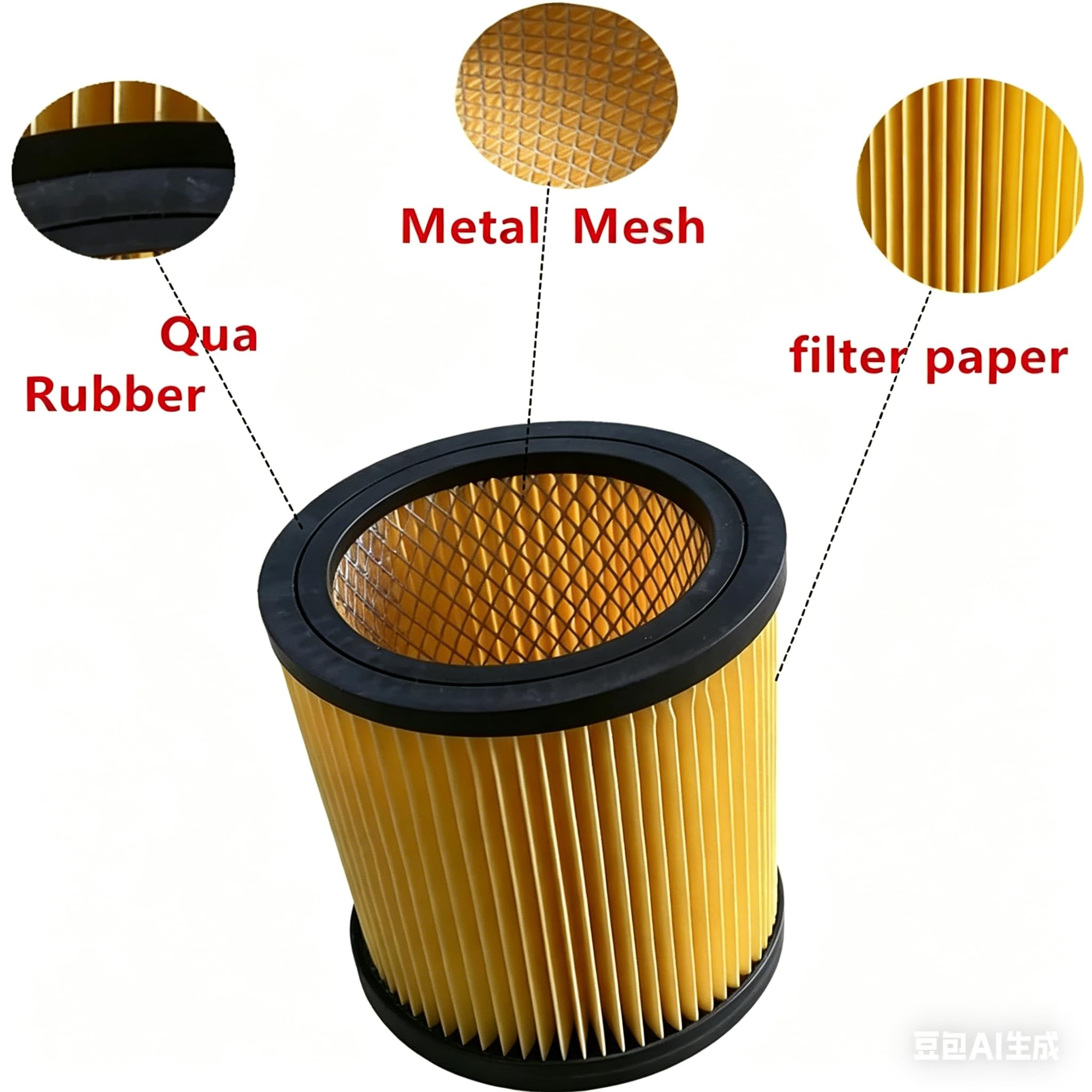 Filtre d’aspirateur 25 L compatible avec Parkside PWD 25 C4 A2 – Filtre sec/humide pour aspirateur eau et poussière – Filtre plissé remplacement